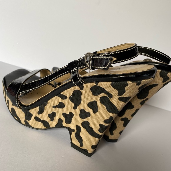 Max de Carlo size 7 1/2 wedge leather leopard - Picture 6 of 9